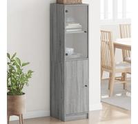 Highboard Slim Grey Sonoma 35x37x142 cm Engineered Wood and Glass 4-Compartment