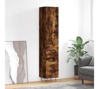 Highboard Smoked Oak 34.5x34x180 cm Engineered Wood Berkfield Home Brown One Size