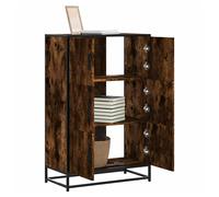 Highboard Smoked Oak 68x35x106.5cm Engineered Wood Metal 3-Compartment Wall-Fix