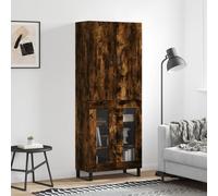 (smoked oak, 2 glass doors) vidaXL Highboard Sideboard Storage Cabinet Side Cabinet White Engineered Wood