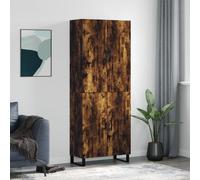Highboard Smoked Oak 69.5x34x180 cm Engineered Wood Metal Feet Tall Storage Unit