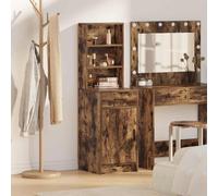 Highboard Smoked oak engineered wood 40 x 40.5 x 135 cm black handles 1 drawer