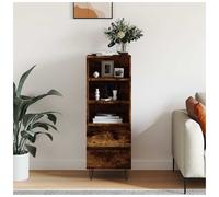 Highboard Smoked Oak Engineered Wood 40x36x110cm With Drawer Tapered Black Legs