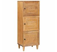 Highboard Solid Mango Wood Light Brown 40x33x110 cm 3-Shelf Minimalist Storage