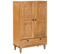 Highboard Solid Mango Wood Light Brown 60x33x100 cm Rustic 2 Shelves 1 Drawer XL