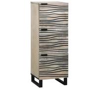 Highboard Solid Mango Wood White 40x33x110cm Rustic 3-Door Media Cabinet Storage