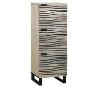 Highboard Solid Mango Wood White 40x33x110cm Rustic 3-Door Storage Cabinet Unit