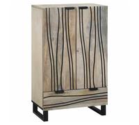 Highboard Solid Mango Wood White 60x33x100cm Rustic Storage Cabinet Drawer Legs