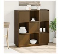 Highboard Solid Pine Honey Brown 110.5x35x117 cm 5-Door Rustic Storage Cabinet.