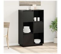 Highboard Solid Pine Wood Black 74x35x117 cm Compact Modern Storage Cabinet Unit