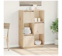 Highboard Solid Pine Wood Natural Finish 74x35x117 cm Rustic Storage Cabinet Set