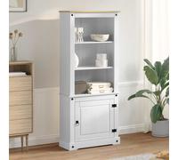 Highboard Solid Pine Wood White 74x38x170cm 1 Door Rustic Storage Cabinet Indoor