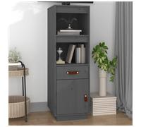 Highboard Solid Pinewood Grey 34x40x108.5 cm Rustic Storage Cabinet for Hallway