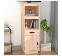 Highboard Solid Pinewood Natural Finish 34x40x108.5cm Slim Storage Cabinet Unit