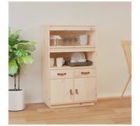 Highboard Solid Pinewood Natural Finish 67x40x108.5cm Spacious Storage Modern XL
