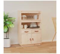 Highboard Solid Pinewood Natural Finish 67x40x108.5cm Spacious Storage Modern XL