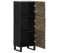 Highboard Solid Wood Mango 40 x 33 x 110 cm with Metal Feet, Modern Cabinet with Storage Space and Door for Living Room, Compact, Space-Saving, Industrial Style, Suitable as a TV Board and Media