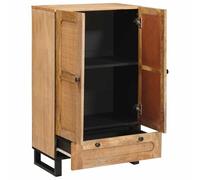 Highboard Solid Wood Mango Brown 40 x 33 x 110 cm with Drawers and Hinged Doors, Modern Living Room Lowboard with Storage Space, Cable Management and Compact Storage Solution