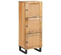 Highboard Solid Wood Mango Brown 90 x 33 x 75 cm with Storage Space, Modern Sideboard for Living Room, Dining Area, Sturdy Metal Legs, Spacious Compartments, Versatile Storage Solution