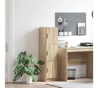 Highboard Sonoma Oak 31.5x32x122.5cm Engineered Wood 3 Door Storage Slim Cabinet