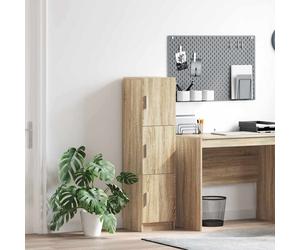 Highboard Sonoma Oak 31.5x32x122.5cm Engineered Wood 3 Door Storage Slim Cabinet
