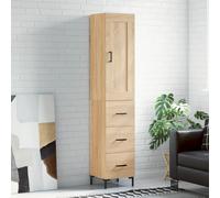 Highboard Sonoma Oak 34.5x34x180cm Engineered Wood Tall Storage Cabinet Incl Top