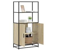 Highboard Sonoma Oak 68x35x139 cm Engineered Wood & Metal Tall Cabinet Storage