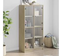 Highboard Sonoma Oak 68x37x142cm Engineered Wood & Glass 8 Compartment for Home