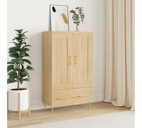 Highboard Sonoma Oak 69.5x31x115 cm Engineered Wood Gold Legs 2 Doors 1 Drawer