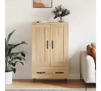 Highboard Sonoma Oak 69.5x31x115 cm White Engineered Wood Metal Storage Cabinet
