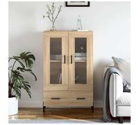 Highboard Sonoma Oak 69.5x31x115cm Engineered Wood 2 Doors 1 Drawer Black Legs