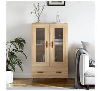 Highboard Sonoma Oak 69.5x31x115cm Engineered Wood & Glass Slim 2 Doors 1 Drawer