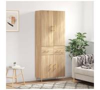 Highboard Sonoma Oak 69.5x34x180 cm Engineered Wood 2 Doors Brass Handles Matte