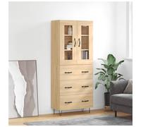 Highboard Sonoma Oak 69.5x34x180 cm Engineered Wood 4 Doors Glass Front Modern
