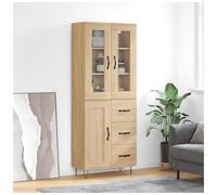 Highboard Sonoma Oak 69.5x34x180 cm Engineered Wood 4 Doors Glass Front Modern