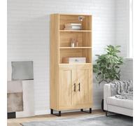 Highboard Sonoma Oak 69.5x34x180 cm Engineered Wood Cabinet with Metal Legs Tall