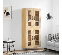 Highboard Sonoma Oak 69.5x34x180 cm Engineered Wood Glass Metal Storage Cabinet