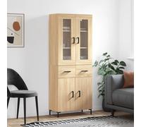 Highboard Sonoma Oak 69.5x34x180 cm Engineered Wood Wall-Mounted 2 Doors Drawer