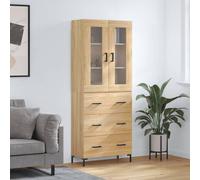 vidaXL Highboard Sideboard Sonoma Oak Engineered Wood 69.5x34x180 cm Brown