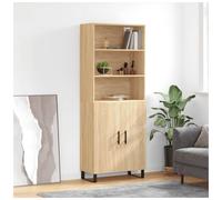 Highboard Sonoma Oak 69.5x34x180cm Engineered Wood 1 Door 1 Drawer Black Legs UK