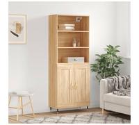 Highboard Sonoma Oak 69.5x34x180cm Engineered Wood 2-Door Gold Handles Slimline