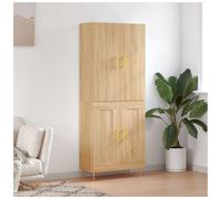 Highboard Sonoma Oak 69.5x34x180cm Engineered Wood 2 Doors Matte Brass Handles