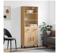 Highboard Sonoma Oak 69.5x34x180cm Engineered Wood Drawer 1 Door Tall Black Legs