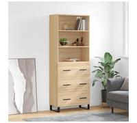 Highboard Sonoma Oak 69.5x34x180cm Engineered Wood Drawer Door Black Metal Legs