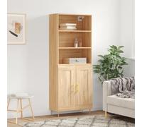 Highboard Sonoma Oak 69.5x34x180cm Engineered Wood Gold Iron Legs Modern Storage