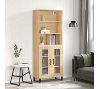 Highboard Sonoma Oak 69.5x34x180cm Engineered Wood Slim Storage Cabinet &Metal.