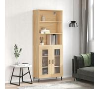 Highboard Sonoma Oak 69.5x34x180cm Engineered Wood Slim Storage Cabinet &Metal.