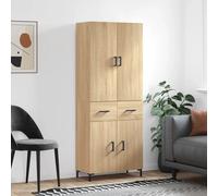 Highboard Sonoma Oak 69.5x34x180cm Engineered Wood Storage Cupboard Metal Feet.
