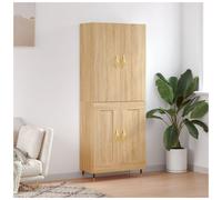 Highboard Sonoma Oak 69.5x34x180cm Engineered Wood Wall-Mounted 2-Door Storage.