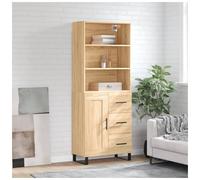 Highboard Sonoma Oak 69.5x34x180cm Engineered Wood with Drawer &Black Metal Legs